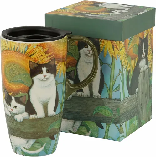 Miniatura 12 de Topadorn Taza de café de viaje de 17oz de cerámica con tapa sellada, taza de té con caja de color, apta para microondas y lavavajillas, taza de café