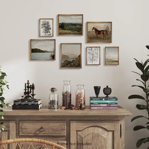 Miniatura 3 de Decoración de Pared de Campo Francés Rústico - Cuadro de Baño de Boho Art Deco Victoria - Póster de Cocina Moderna de Granja - Juego de Paisaje