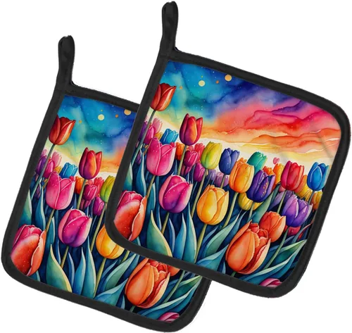 Miniatura 14 de Caroline's Treasures Juego de soportes para ollas de cocina coloridos de Asters, resistentes al calor, almohadillas calientes para cocinar, hornear