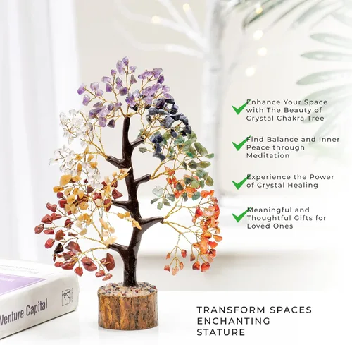 Miniatura 8 de FASHIONZAADI Árbol de cristal curativo de 7 chakras, árbol de la vida de cristal para decoración del hogar, decoración de escritorio de oficina