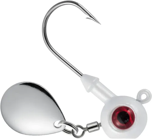 Miniatura 10 de Dr.Fish Paquete de 10 jigs Underspin cabezas de agua dulce Swimbait Ball Jig Bass Walleye anzuelos de pesca Colorado Spinner Blade Parte inferior