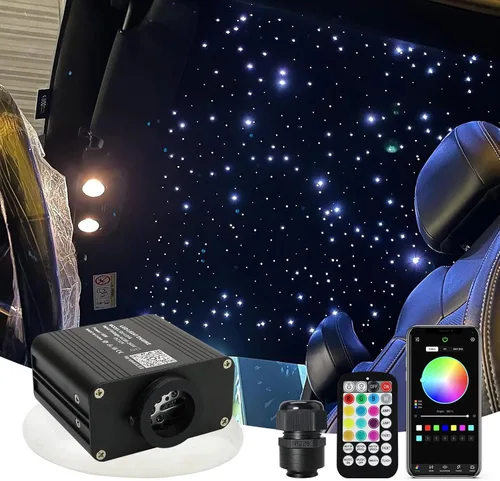 Miniatura 15 de AMKI Actualizado 16W RGBW Luz de Fibra Óptica Parpadeante + Activada por Sonido 300pcs 0.03in 9.8ft Cables APP Control de Música Remoto Luz de Techo
