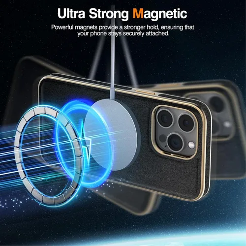 Miniatura 3 de LOHASIC Funda de piel para iPhone 15 Pro Max, funda magnética suave compatible con accesorios MagSafe, funda de diseño minimalista clásico i Phone