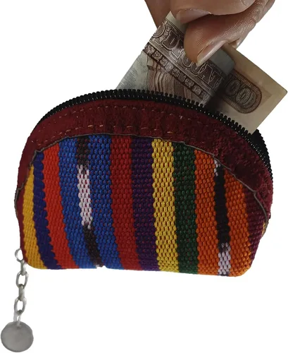 Miniatura 5 de Llavero de tela Maya hecho a mano Pequeña bolsa con cremallera para mujer