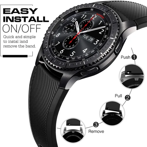 Miniatura 7 de TiMOVO Correa compatible con Samsung Gear S3 Frontier/Galaxy Watch 3 1.772 in/Galaxy Watch 1.811 in, 0.866 in Correa de silicona suave para S3 Negro