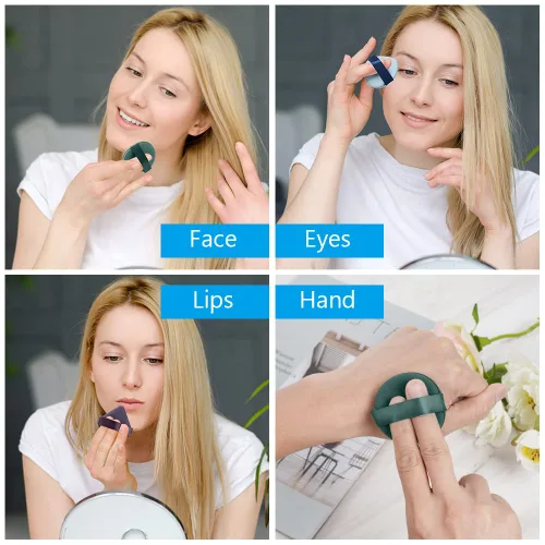 Miniatura 8 de Ainiv 9 esponjas de maquillaje con cojín de aire para base, esponja reutilizable con caja portátil, esponja de mezcla sin látex para líquidos