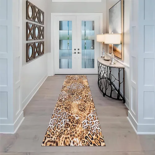 Miniatura 63 de Alfombra de pasillo con estampado de tigre, 2 x 10 pies, alfombra de rayas con estampado de piel de animal, alfombra interior a rayas blancas y 5