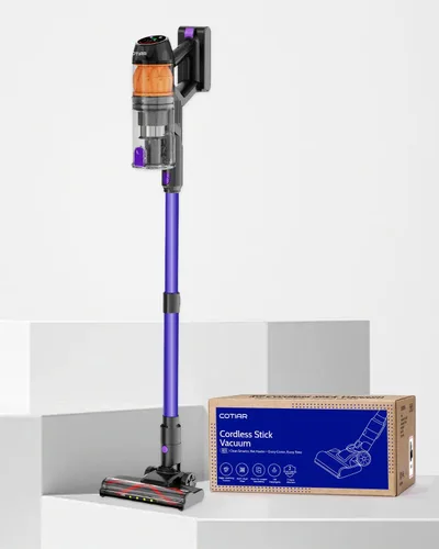Miniatura 6 de Aspiradora inalámbrica, 500W 40KPa 60 minutos, aspiradoras para el hogar, potente aspiradora de palo con luz verde, aspiradora inalámbrica Morado