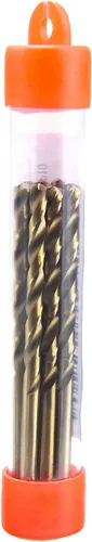 Miniatura 4 de MAXTOOL No.27 10 brocas idénticas de longitud Jobber 0.144 pulgadas HSS M35 cobalto Twist Brocas Calibre de alambre Numerado Golden Straight Drills