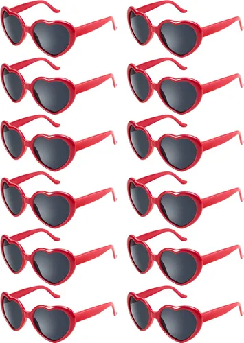 Blulu 12 lentes de sol en forma de corazón de colores neón para mujeres, recuerdos de fiesta y festivales, Multicolorido