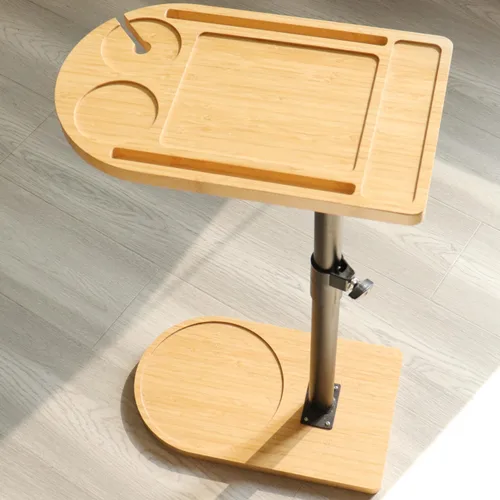 Miniatura 7 de YUHFERA Mesa de Bandeja Giratoria de 360° para Brazo de Sofá - Mesa Auxiliar Ajustable en Altura para Cama o Silla con Ranuras para Teléfono