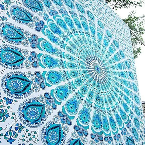 Miniatura 41 de Tapiz hippie indio bohemio psicodélico dorado azul pavo real mandala colgante en la pared (negro blanco, Queen (84 x 90 pulgadas) (84.6 x 90.6 in)