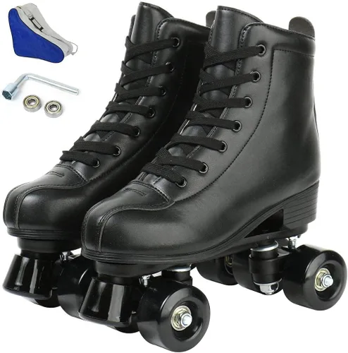 Jessie - Patines de piel sintética ajustables de cuatro ruedas de alta calidad para mujeres, hombres, niños y niñas - Interior y exterior Rueda