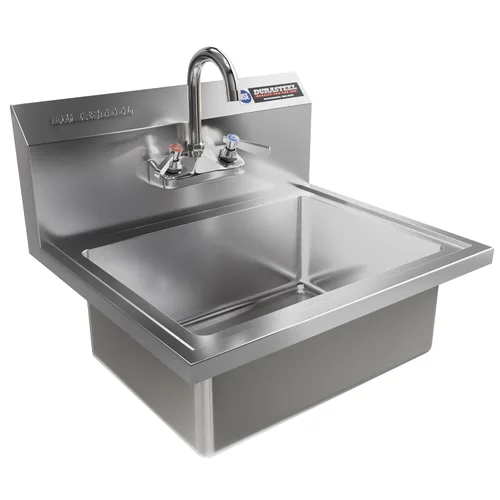 DuraSteel Fregadero de montaje en pared de acero inoxidable 304 – Fregadero de lavado de manos comercial – Certificado NSF y CEC con grifo sin plomo