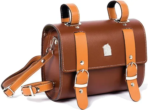Miniatura 15 de Bolsa de Manillar de Bicicleta Retro de PU Cuero Impermeable Alforja de Bicicleta Cesta Frontal Vintage Bolsa de Asiento Trasero para Bicicletas