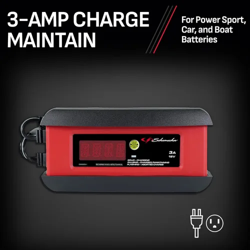 Miniatura 5 de Schumacher Electric Cargador y mantenedor de batería de coche 3A, solución 3 en 1, para baterías de 12V Power Sport, automotriz y marina, SP1297