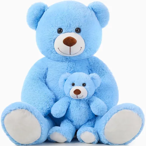 Miniatura 15 de MorisMos Oso de peluche gigante, regalo de oso gigante suave para niñas, novia en San Valentín, Navidad, cumpleaños, 47 pulgadas, azul Azul claro