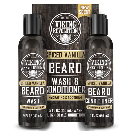 Viking Revolution Lavado de Barba y Acondicionador de Barba para Hombres con Aceite de Argán y Aceite de Jojoba - Suavizante y Fortalecedor de Barba