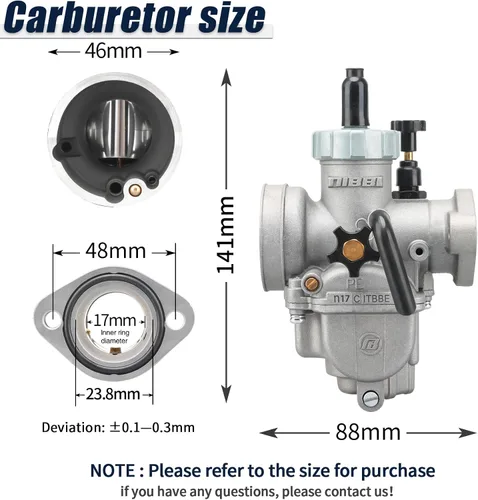 Miniatura 2 de NIBBI Carburador PE17mm para motor de motocicleta con brida de 80cc-100cc con jets de carburador para moto de cross, mini moto, Apollo moto