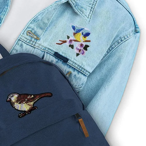 Miniatura 7 de Woohome 19 parches para planchar con pájaros, varios parches para coser, decoración o reparación, apliques bordados para ropa, mochilas, jeans