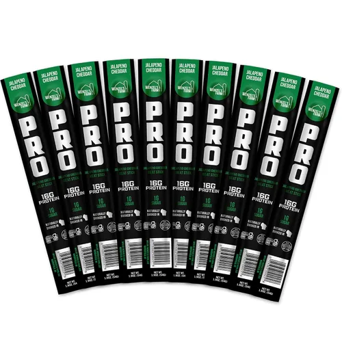 Wenzel's Farm PRO Snack Sticks - Palitos ahumados de forma natural, hechos a mano con carne de calidad real (Jalapeño Cheddar) paquete de 10 palitos