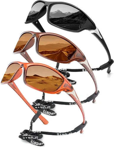 Miniatura 16 de KALIYADI 4 Pack Polarized Sunglasses-Men Sports Sun-glasses: Mens Sunglasses UV Protection for Fishing Driving Cycling A02-negro/azul hielo/rojo