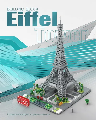 Miniatura 2 de dOvOb Architecture - Juego de microbloques de la Torre Eiffel, 3369 piezas de mini ladrillos 3D, juguete de rompecabezas 3D, regalo para adultos