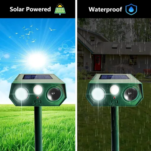 Miniatura 4 de Paquete de 4 repelentes solares de animales 2026 para exteriores, repelente ultrasónico de gatos, dispositivos repelentes de ciervos, impermeables