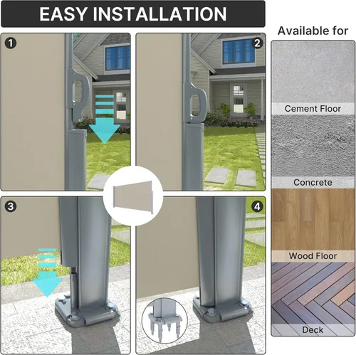 Miniatura 6 de PATISOL Toldo lateral retráctil de aluminio de 138" x 71" para patio al aire libre divisor de privacidad plegable, resistente al agua y a los rayos