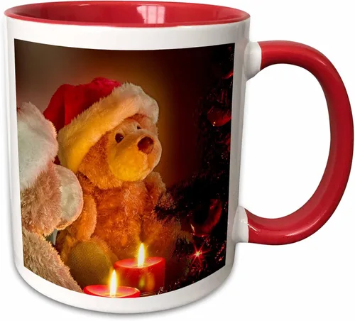 Miniatura 8 de 3dRose Doreen Erhardt Teddy Bears – Osos de Navidad con día festivo Árbol de y velas – Tazas, Negro/Blanco