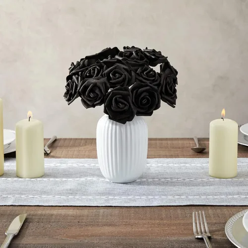 Miniatura 4 de Bright Creations Paquete de 100 flores artificiales negras, flores falsas de espuma para decoraciones de Halloween, manualidades, ramos y fiestas