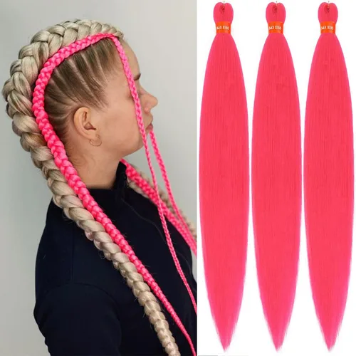 Miniatura 11 de Cabello trenzado preestirado ombré, extensiones de cabello trenzado sedoso, sin picazón, trenzas de cabello trenzado de ganchillo con textura Yaki