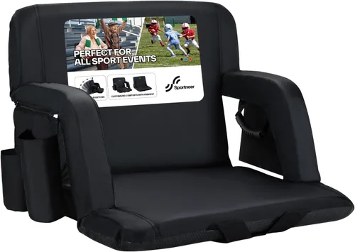 Miniatura 11 de Sportneer - Asientos de estadio para gradas con respaldo, asiento de estadio reclinable y portátil con un grueso cojín acolchado, con respaldo