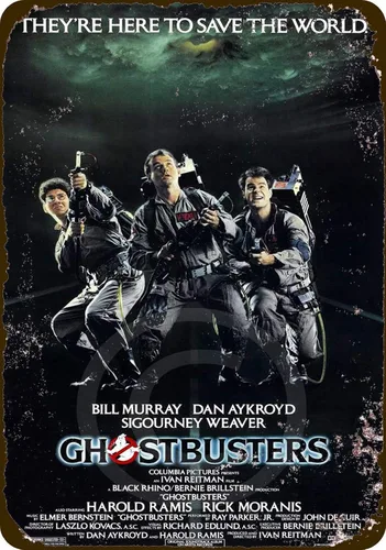 HomDeo Rusty Look 1984 Ghostbusters Movie Classic Decor Home Wall Poster Vintage Retro Metal Signs Vintage Ranch Wall Decor Art Retro Style Tin Sign