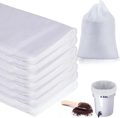 Miniatura 8 de Paquete de 100 filtros de café frío de 20 x 20 pulgadas, bolsa de filtro para café de hasta 5 libras, filtro de café de 5 galones