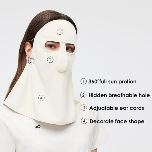 Miniatura 5 de Polaina para el cuello, máscara de protección solar, pasamontañas, bandanas de cara completa, cubierta de protección solar UPF50+ con bucles