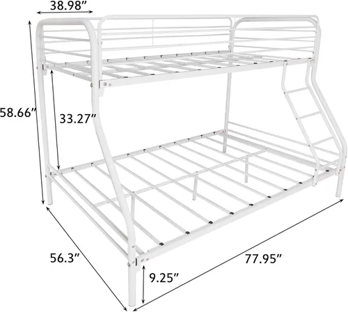 Miniatura 2 de Litera de metal con barandilla y escaleras, marco de cama individual sobre matrimonial resistente para niños, adolescentes y adultos, ahorro