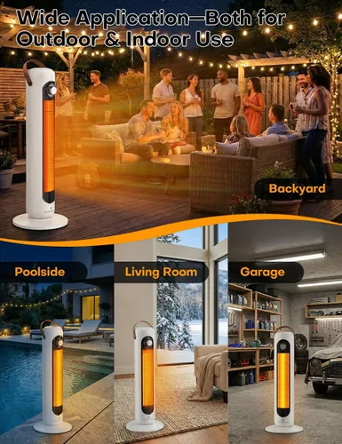 Miniatura 5 de Calentador de espacio de 24 pulgadas con 4 modos de calor, oscilación de 70°, protección contra sobrecalentamiento y vuelco, calentadores eléctricos