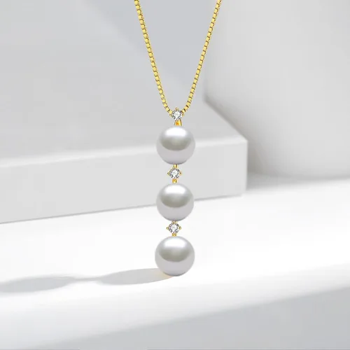 Miniatura 26 de Collar de perlas negras, blancas, doradas, grises para mujer, collar con colgante de plata esterlina, perlas cultivadas en agua salada auténticas