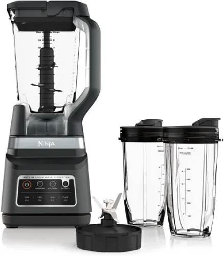 Ninja DB751A Pro Plus DUO Licuadora, 1400W, Auto-IQ, 3 Modos: Batidos, Bebidas Congeladas, Jarra de 72 oz, Vasos de 2 x 24 oz, Pro Blades,