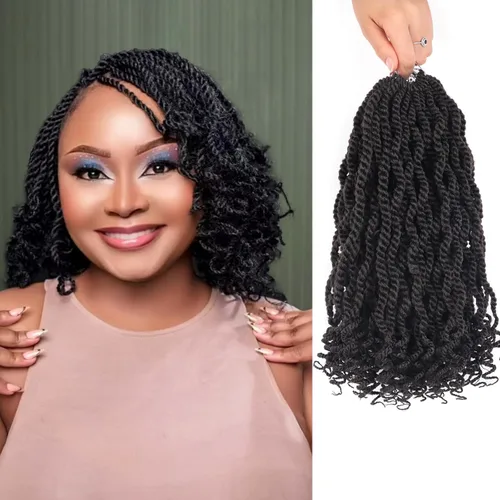 Miniatura 17 de Cabello rubio de ganchillo para mujeres negras, trenzas senegalesas onduladas de ganchillo de 12 pulgadas, trenzas kinky de ganchillo cortas 27613