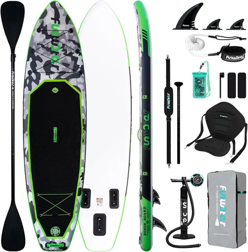 FunWater Inflatable Stand Up Paddle Board with Premium SUP Paddleboard Accessories, Anti-Slip EVA Deck, 11'6''/11'/10'6'' Paddle Boards for Adults &