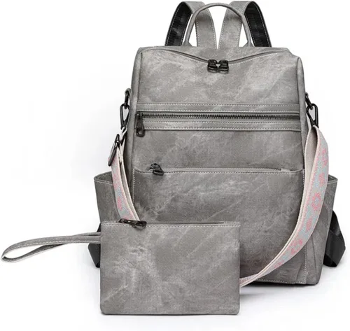 Miniatura 7 de Mochila para mujer, mochila impermeable de piel sintética, ligera, a la moda, multiusos, convertible, mochila de viaje, bolso de hombro, color negro