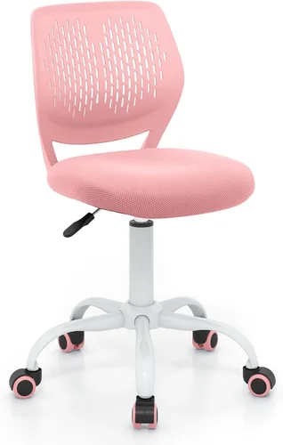 Miniatura 14 de Giantex Silla de escritorio moderna para niños, silla de estudio sin brazos con altura ajustable, silla de oficina ergonómica con ruedas, silla