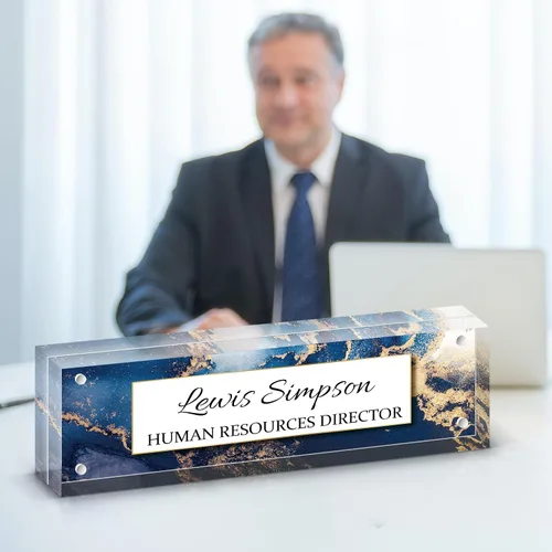 Miniatura 24 de Placa de Nombre para Escritorio, Placa de Nombre con Patrón de Doble Cara para Escritorio, Decoración de Escritorio de Oficina Personalizada