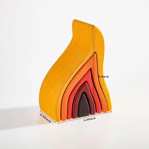 Miniatura 2 de Juguete apilable de madera de arco iris, apilador de madera con elementos de fuego, bloques apilables de varias formas, Waldorf y Montessori juguete