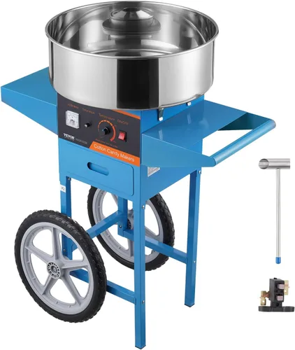 VEVOR - Máquina eléctrica para hacer algodón de azúcar con carro, máquina comercial para hacer caramelo de 1000W con tazón de acero inoxidable,