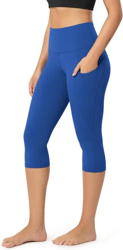 Miniatura 55 de ODODOS - Leggings capri de cintura alta para mujer con bolsillos, control de abdomen, no se transparentan, para entrenamiento atlético, running