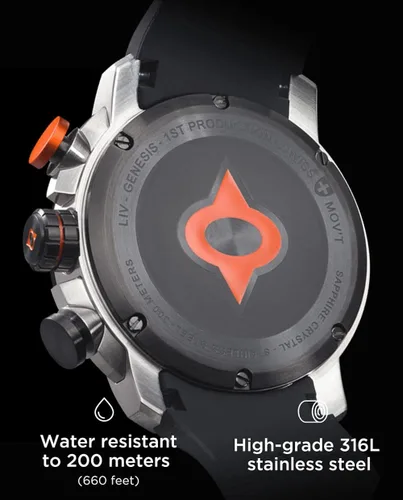 Miniatura 4 de LIV GX1 - Reloj clásico resistente con cronógrafo suizo de 1.77 pulgadas, 316L SS, 3D multicapa con fecha rápida, resistente a los arañazos
