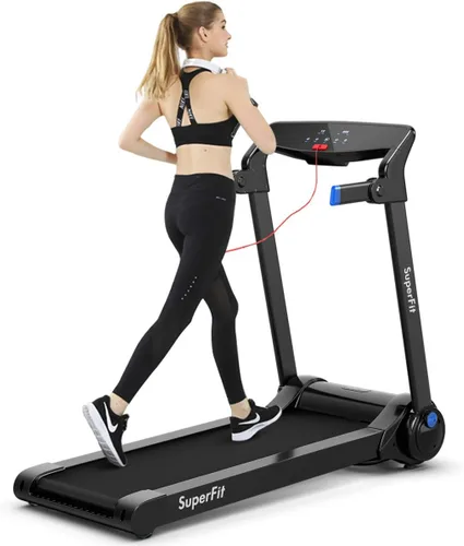 Miniatura 11 de GYMAX Caminadora plegable, máquina de correr de instalación gratuita de 3.0 HP con altavoz Bluetooth, monitor de pantalla táctil HD, control Negro